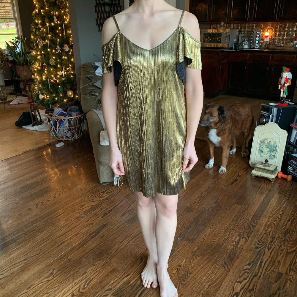 Gold v-neck dress